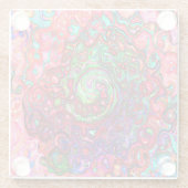 水色赤Groovy抽象芸術レトロ液スワール ガラスコースター (裏面)