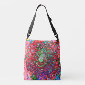 水色赤Groovy抽象芸術レトロ液スワール クロスボディバッグ (裏面)