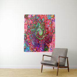 水色赤Groovy抽象芸術レトロ液スワール タペストリー