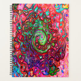 水色赤Groovy抽象芸術レトロ液スワール プランナー手帳