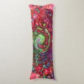 水色赤Groovy抽象芸術レトロ液スワール ボディピロー (正面縦)