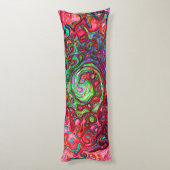 水色赤Groovy抽象芸術レトロ液スワール ボディピロー (裏面 (縦))