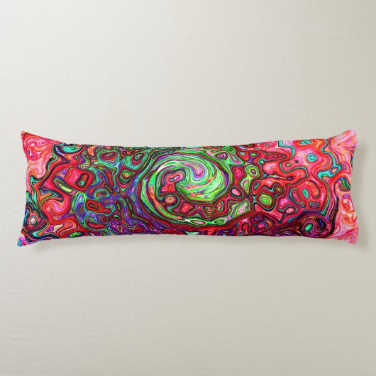 水色赤Groovy抽象芸術レトロ液スワール ボディピロー (正面)
