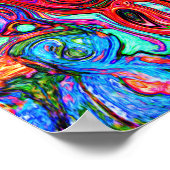 水色赤Groovy抽象芸術レトロ液スワール ポスター (角)