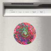 水色赤Groovy抽象芸術レトロ液スワール マグネット (インサイチュ (食洗機))