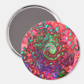 水色赤Groovy抽象芸術レトロ液スワール マグネット (正面/裏面)