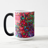 水色赤Groovy抽象芸術レトロ液スワール モーフィングマグカップ (左)