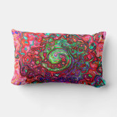 水色赤Groovy抽象芸術レトロ液スワール ランバークッション (裏面)