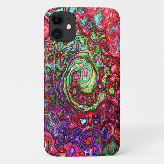 水色赤Groovy抽象芸術レトロ液スワール Case-Mate iPhoneケース (裏面)
