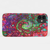 水色赤Groovy抽象芸術レトロ液スワール Case-Mate iPhoneケース (裏面(横))