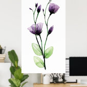 水色透明野生バラ花 ポスター (ホームオフィス)