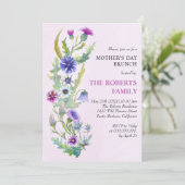 水色野生の花ピンク母の日ブランチ 招待状 (スタンド正面)