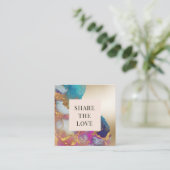 水色金ゴールドフェイク箔モダンロイヤリティカード スクエア名刺 (スタンド正面)