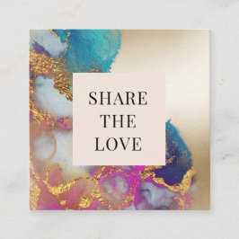 水色金ゴールドフェイク箔モダンロイヤリティカード スクエア名刺