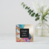 水色金ゴールドフェイク箔モダンロイヤリティカード スクエア名刺 (スタンド正面)