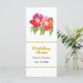 水色金ゴールドフォイル結婚フローラのメニューカード メニュー (スタンド正面)