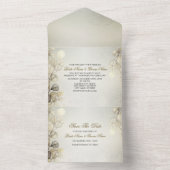 水色金ゴールドユーカリ結婚の葉の光沢 オールインワン招待状 (内側)