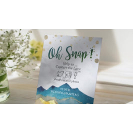 水色金ゴールド山結婚のスナップハッシュタグ記号 台座サイン