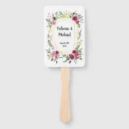 水色金ゴールド幾何学的フローラ結婚のハンドファン ハンドファン