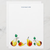 水色金ゴールド梨ハンドボタニカル図解入りの、写真付きのの レターヘッド (正面/裏面)