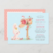 水色長距離ベビーガールシャワーバイメール インビテーションポストカード (正面/裏面)