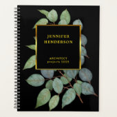 水色離れの黒エレガント金ゴールドプロフェッショナル プランナー手帳 (正面)