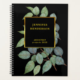 水色離れの黒エレガント金ゴールドプロフェッショナル プランナー手帳