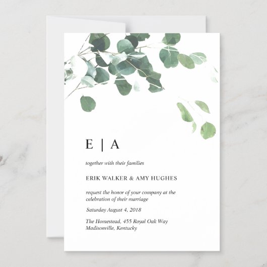 水色離れ結婚の マグネット招待状 (正面)