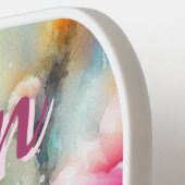 水色顕花多肉質サボテンパーソナライズされた ピックルボールラケット (左詳細)