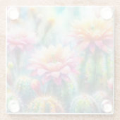 水色顕花多肉質サボテン ガラスコースター (裏面)