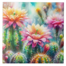 水色顕花多肉質サボテン タイル