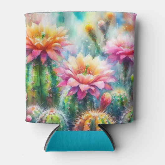 水色顕花多肉質サボテン 缶クーラー (正面)