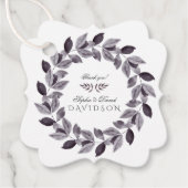 水色魅力的インクの葉のリース結婚の フェイバータグ (正面)