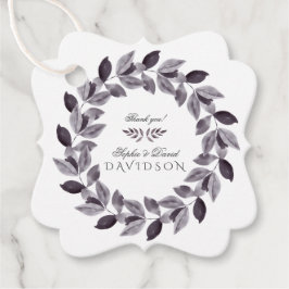 水色魅力的インクの葉のリース結婚の フェイバータグ