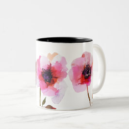水色鮮やかなピンクの花 ツートーンマグカップ