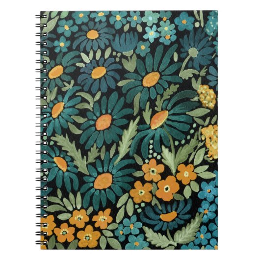 水色鮮やかな手描きカモミールの花の花色 ノートブック (正面)