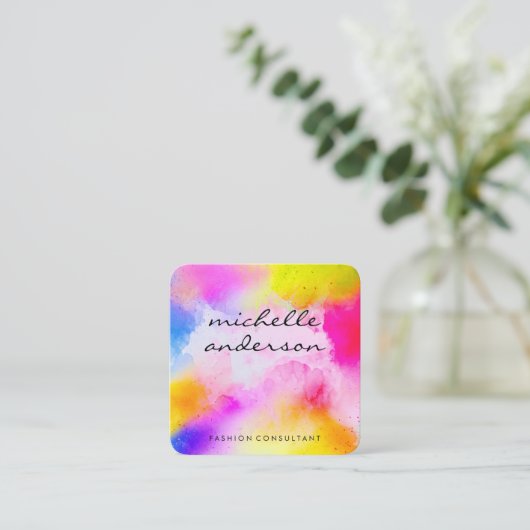 水色鮮やか スクエア名刺 (スタンド正面)