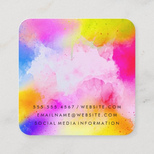 水色鮮やか スクエア名刺 (裏面)