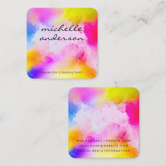 水色鮮やか スクエア名刺 (正面/裏面)