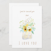 水色黄色ひまわりグリーティングカード 招待状 (正面/裏面)