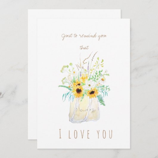 水色黄色ひまわりグリーティングカード 招待状 (正面/裏面)