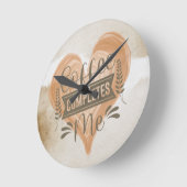 水色「コーヒーが私を完成」 ラウンド壁時計 (傾斜)