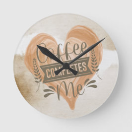 水色「コーヒーが私を完成」 ラウンド壁時計