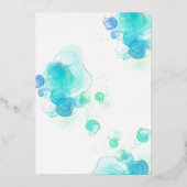 水色 – 水色 – 実在金ゴールド 箔招待状 (裏面)