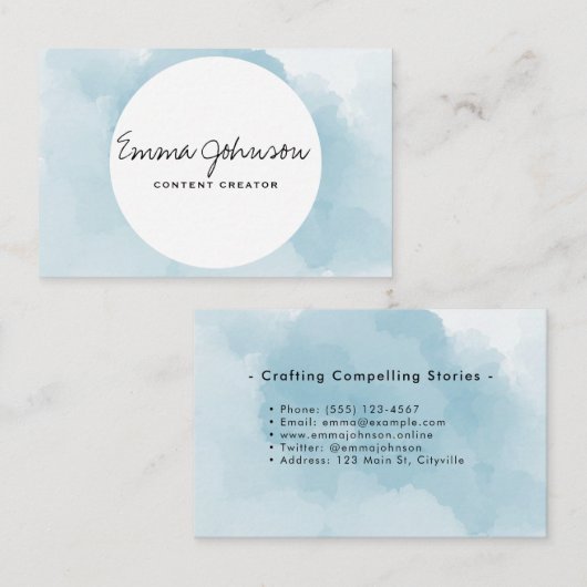 水色（淡青） 名刺 (正面/裏面)