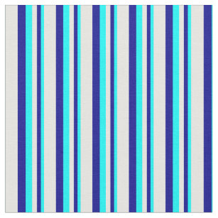 水色、濃い青、白い線/ストライプパターン ファブリック