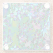 水色、紫、青の多肉性のセダムの花 ガラスコースター (裏面)