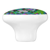 水色、紫、青の多肉性のセダムの花 セラミックノブ (側面)