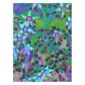 水色、紫、青の多肉性のセダムの花 テーブルクロス (正面)