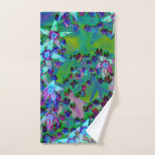 水色、紫、青の多肉性のセダムの花 バスタオルセット (ハンドタオル)